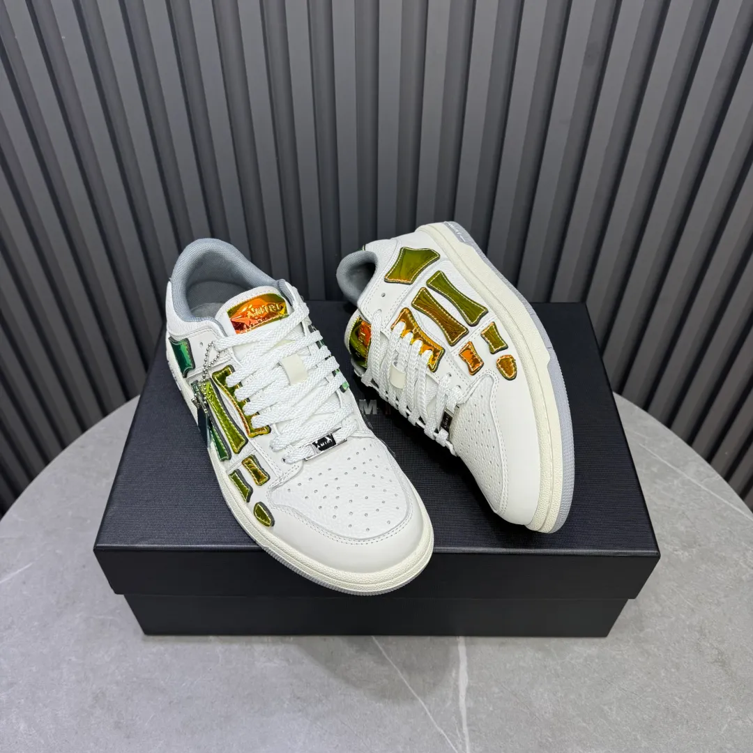Men's men's shoes 💰600 AMIRI high street sneakers with bone sports shoes, toe layer cowhide upper, upper side bones, hand-stitched, good three-dimensional effect, customized metal LOGO, size 38-45 46